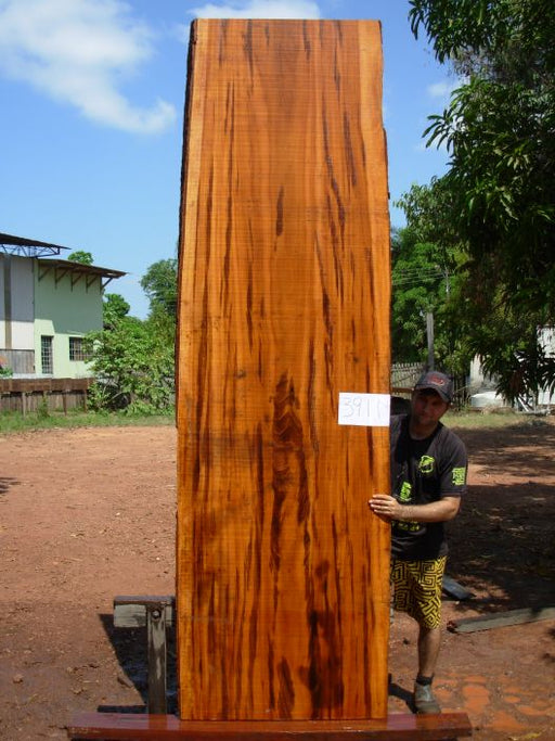 Goncalo Alves / Tigerwood #3911- 2-1/4" x 33" to 35" x 121" FREE SHIPPING within the Contiguous US. freeshipping - Big Wood Slabs
