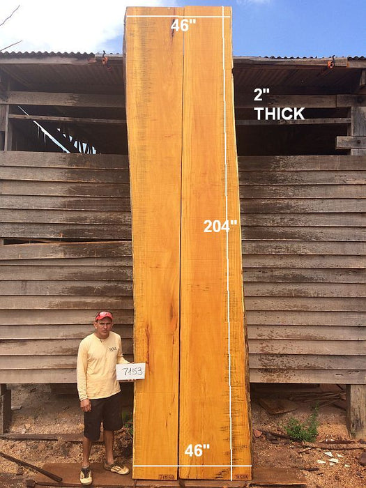 Garapa, #7153 Flip-Matched Set A&B - A = 2" x 21" to 29" x 204" B = 2" x 17" to 25" x 204" FREE SHIPPING within the Contiguous US. freeshipping - Big Wood Slabs