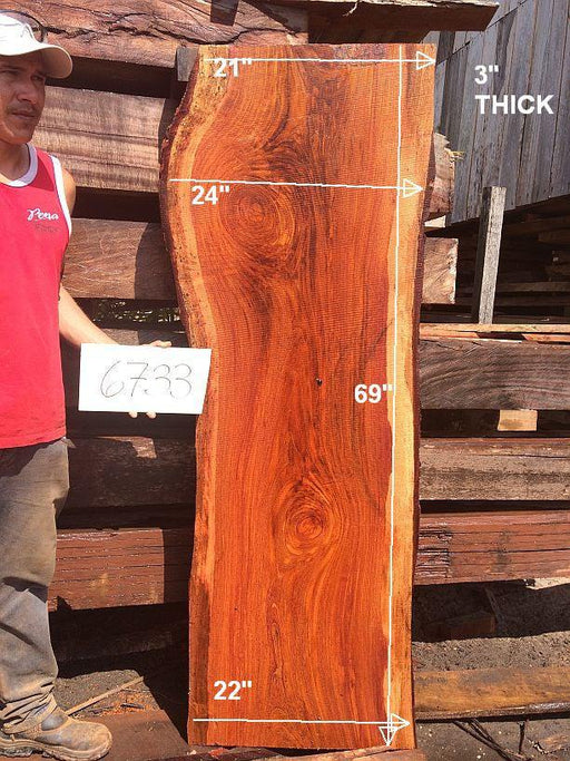 Jatoba / Brazilian Cherry #6733- 3" x 21" to 24" x 69" FREE SHIPPING within the Contiguous US. freeshipping - Big Wood Slabs