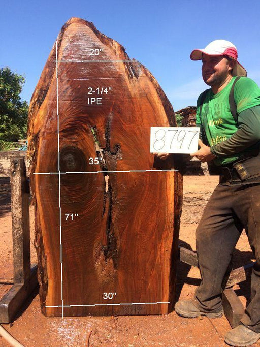 Ipe / Brazilian Walnut #8797 - 2-1/4″ x 20″ to 35″ x 71″ FREE SHIPPING within the Contiguous US. freeshipping - Big Wood Slabs