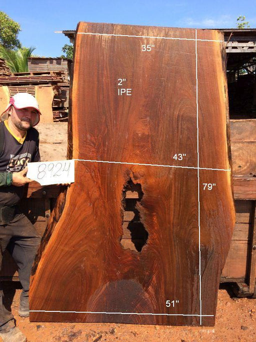 Ipe / Brazilian Walnut #8924- 2″ x 35″ to 51″ x 79″ FREE SHIPPING within the Contiguous US. freeshipping - Big Wood Slabs