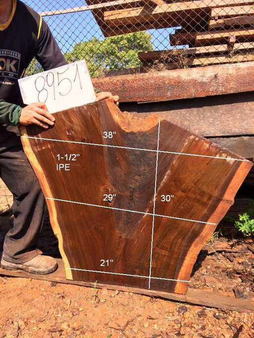 Ipe / Brazilian Walnut #8951 – 1-1/2″ x 21″ to 38″ x 30″ FREE SHIPPING within the Contiguous US. freeshipping - Big Wood Slabs