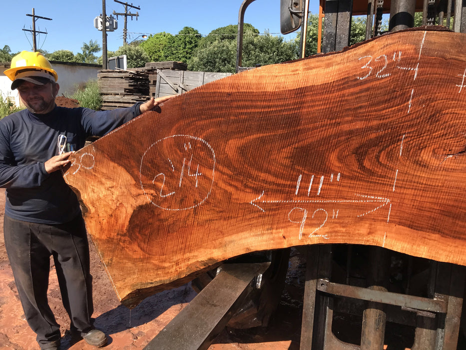 Jatoba / Brazilian #9990 – 2-1/4″ x 27″ to 32″ x  92" to 111" FREE SHIPPING within the Contiguous US. freeshipping - Big Wood Slabs