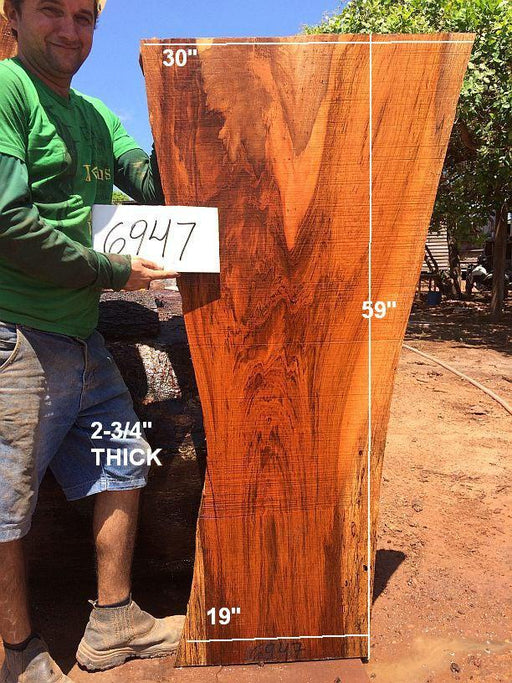 Jatoba / Brazilian Cherry #6947 - 2-3/4" x 19" to 30" x 59" FREE SHIPPING within the Contiguous US. freeshipping - Big Wood Slabs