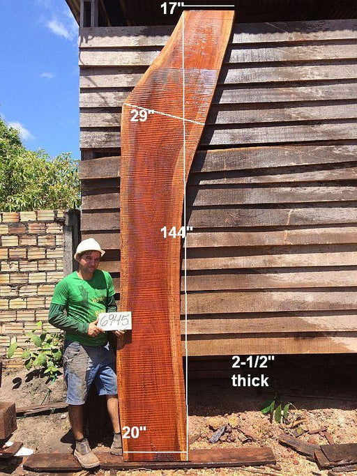 Jatoba / Brazilian Cherry #6945 - 2-1/2" x 20" to 29" x 144" FREE SHIPPING within the Contiguous US. freeshipping - Big Wood Slabs