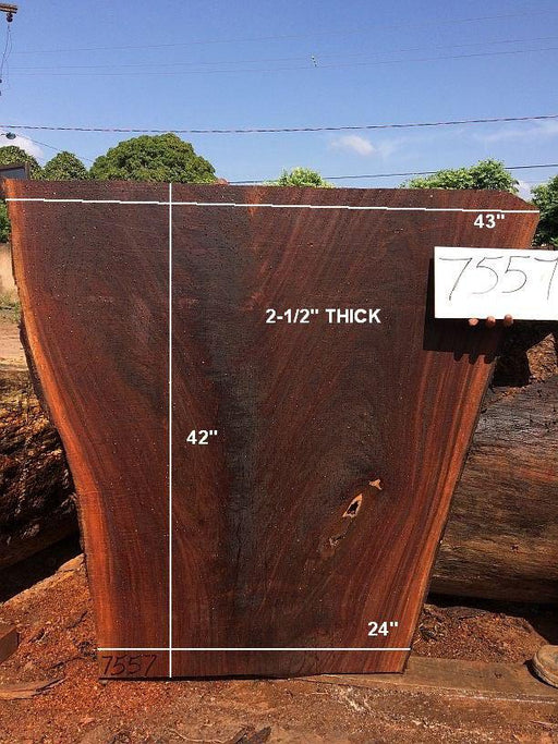 Ipe / Brazilian Walnut #7557 - 2-1/2" x 24" to 43" x 42" FREE SHIPPING within the Contiguous US. freeshipping - Big Wood Slabs