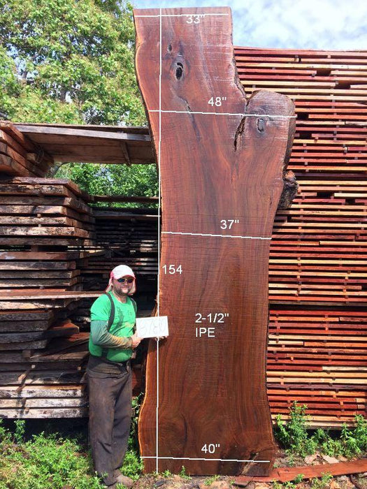 Ipe / Brazilian Walnut #8780- 2-1/2″ x 33″ to 48″ x 154″ FREE SHIPPING within the Contiguous US. freeshipping - Big Wood Slabs