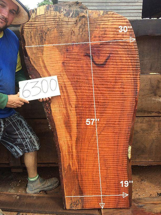 Jatoba / Brazilian Cherry #6300- 2-1/2" x 19" to 30" x 57" FREE SHIPPING within the Contiguous US. freeshipping - Big Wood Slabs