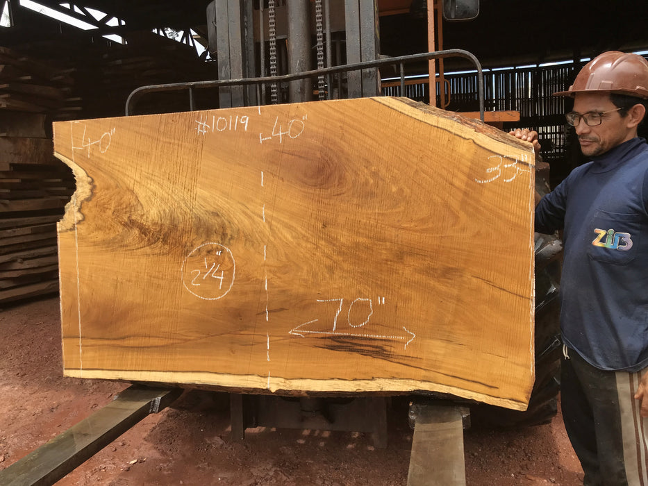 Garapa, #10119 - 2-1/4" x 33" to 40" x  70" FREE SHIPPING within the Contiguous US. freeshipping - Big Wood Slabs