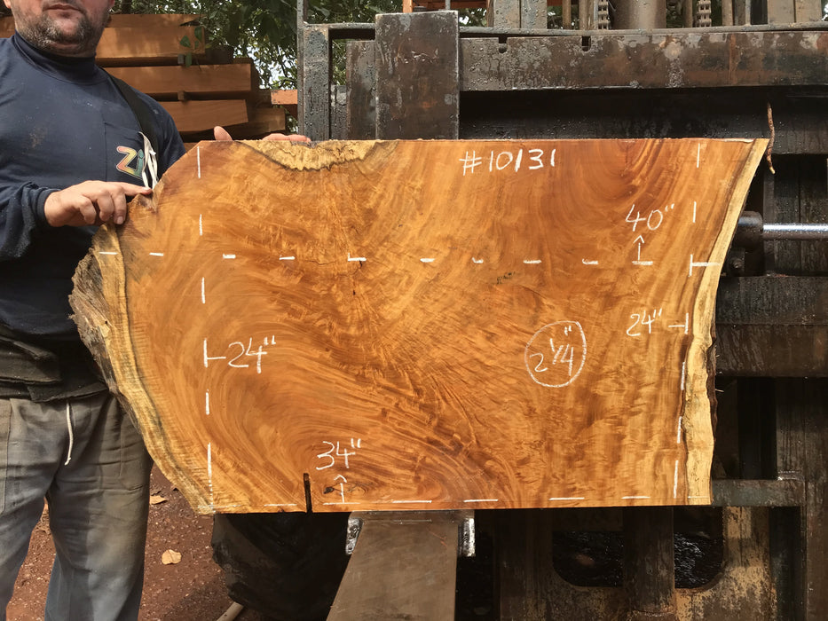 Garapa, #10131 - 2-1/4" x  24"  x  34"  to 40" FREE SHIPPING within the Contiguous US. freeshipping - Big Wood Slabs