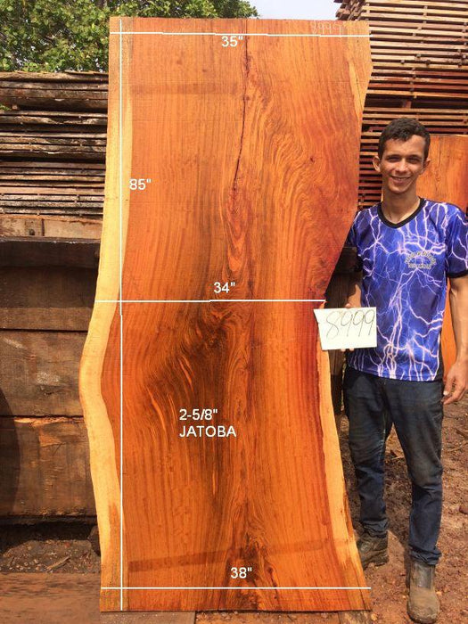 Jatoba-Brazilian Cherry #8999– 2 5/8″ x 34″ to 38″ x 85″ FREE SHIPPING within the Contiguous US. freeshipping - Big Wood Slabs