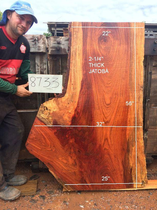 Jatoba / Brazilian Cherry #8733- 2-1/4" x 22" to 37" x 56" FREE SHIPPING within the Contiguous US. freeshipping - Big Wood Slabs