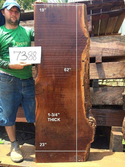 Ipe / Brazilian Walnut #7388 - 1-3/4" x 19" to 23" x 62" FREE SHIPPING within the Contiguous US. freeshipping - Big Wood Slabs