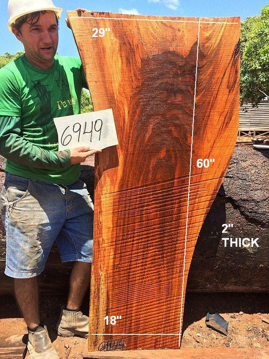 Jatoba / Brazilian Cherry #6949 - 2" x 18" to 29" x 60" FREE SHIPPING within the Contiguous US. freeshipping - Big Wood Slabs