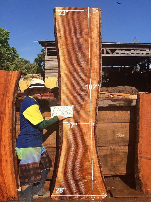Jatoba / Brazilian Cherry #6582- 2-3/4" x 17" to 28" x 102" FREE SHIPPING within the Contiguous US. freeshipping - Big Wood Slabs