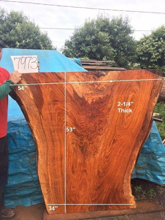 Jatoba / Brazilian Cherry #7973 - 2-1/4" x 34" to 54" x 53" FREE SHIPPING within the Contiguous US. freeshipping - Big Wood Slabs