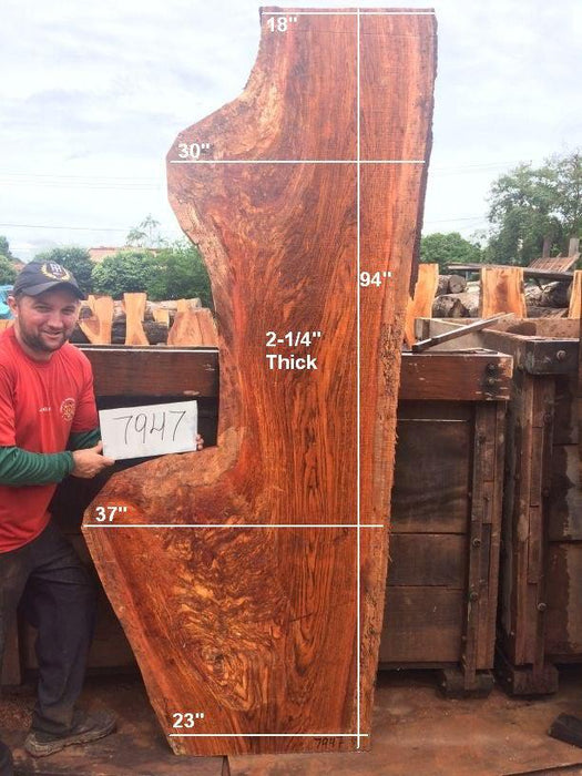 Jatoba / Brazilian Cherry #7947- 2-1/4" x 18" to 37" x 94" FREE SHIPPING within the Contiguous US. freeshipping - Big Wood Slabs