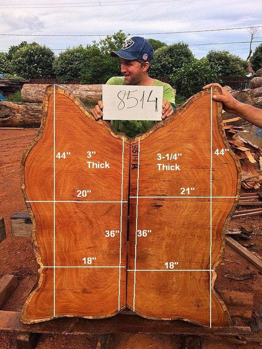 Garapa #8514- 3-1/4" x 18" to 21" x 44" FREE SHIPPING within the Contiguous US. freeshipping - Big Wood Slabs