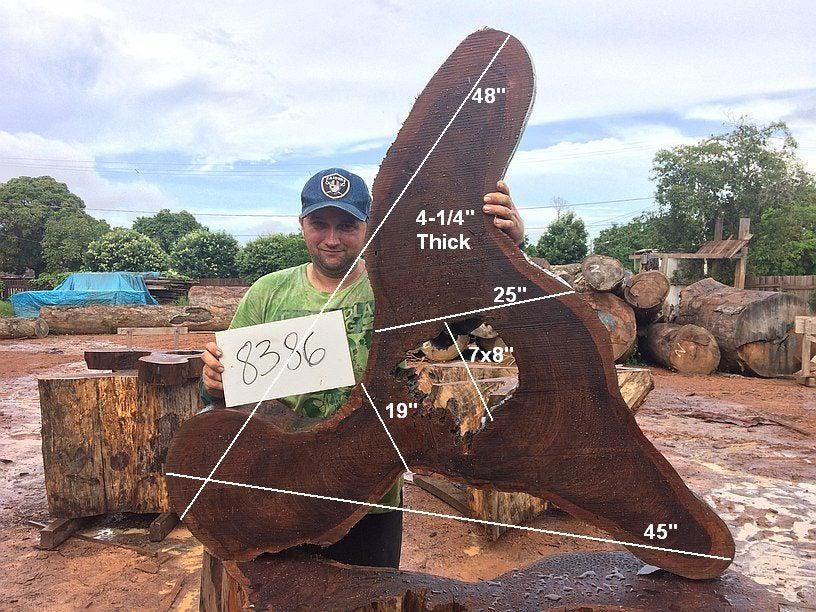 Ipe / Brazilian Walnut - #8386 - 4-1/4" x 45" x 48" FREE SHIPPING within the Contiguous US. freeshipping - Big Wood Slabs