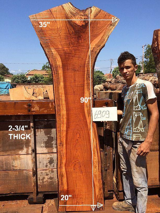 Jatoba / Brazilian Cherry #6909- 2-3/4" x 20" to 35" x 90" FREE SHIPPING within the Contiguous US. freeshipping - Big Wood Slabs