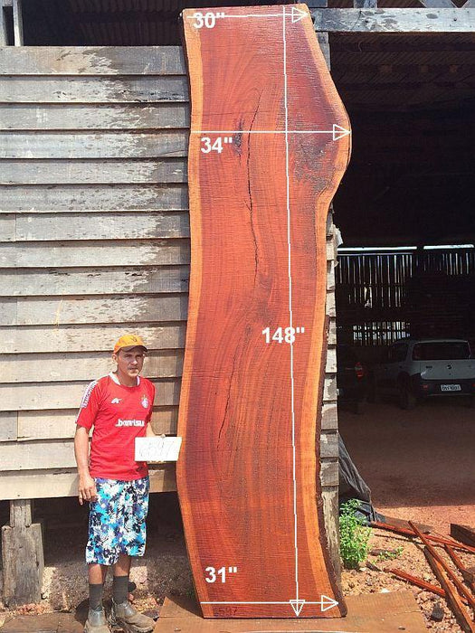 Jatoba / Brazilian Cherry #6597 -  3" x 30" to 34" x 148" FREE SHIPPING within the Contiguous US. freeshipping - Big Wood Slabs