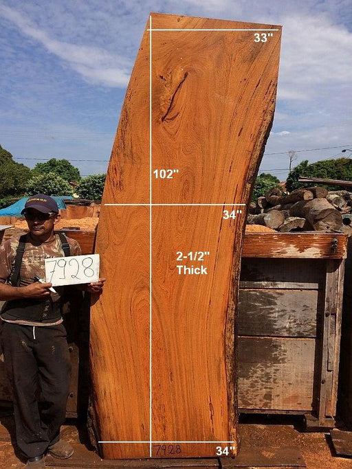 Angelim Pedra  #7928- 2-1/2" x 33" to 34" x 102" FREE SHIPPING within the Contiguous US. freeshipping - Big Wood Slabs