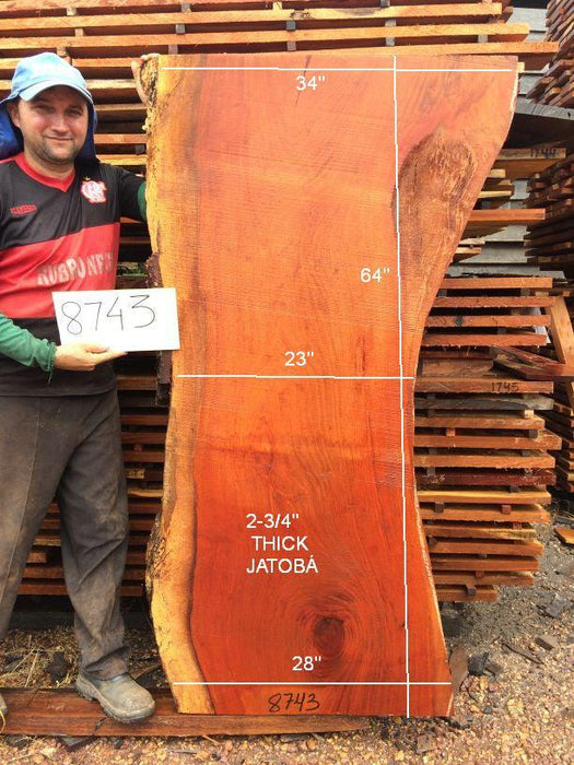 Jatoba / Brazilian #8743– 2-3/4″ x 28″ to 34″ x 64″ FREE SHIPPING within the Contiguous US. freeshipping - Big Wood Slabs