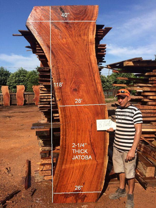 Jatoba / Brazilian Cherry #8760- 2-1/4″ x 26″ to 40″ x 118" FREE SHIPPING within the Contiguous US. freeshipping - Big Wood Slabs