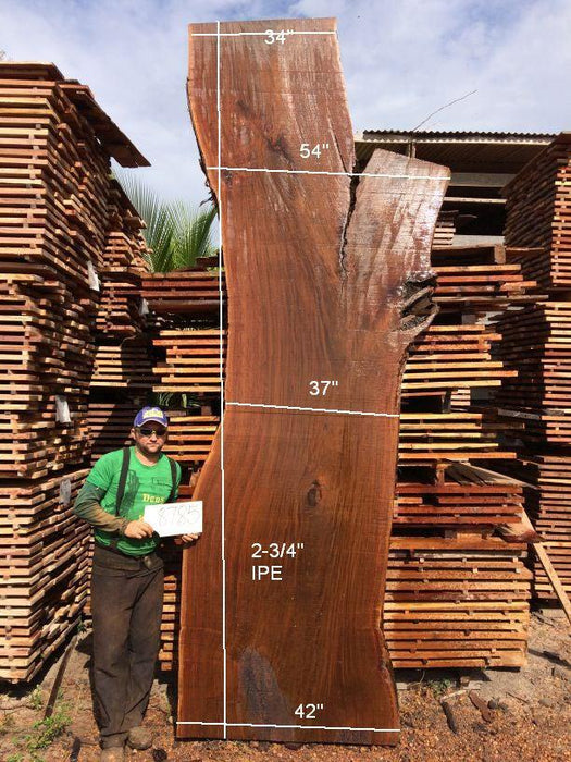 Ipe / Brazilian Walnut #8785- 2-3/4″ x 34″ to 54″ x 155″ FREE SHIPPING within the Contiguous US. freeshipping - Big Wood Slabs