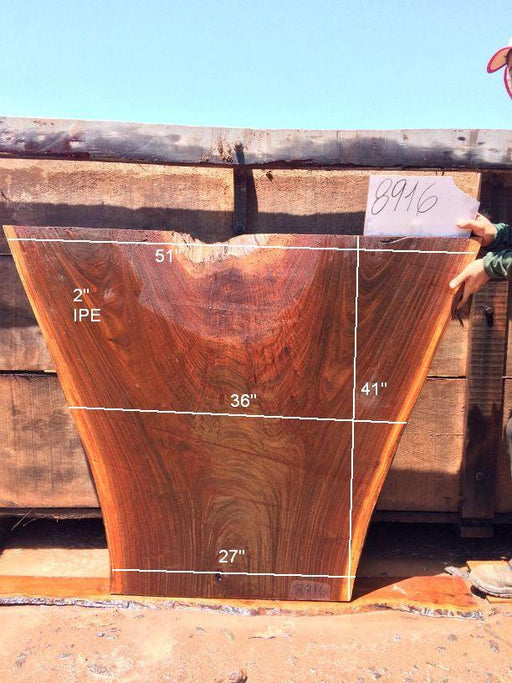Ipe / Brazilian Walnut #8916 - 2″ x 27″ to 51″ x 41″ FREE SHIPPING within the Contiguous US. freeshipping - Big Wood Slabs