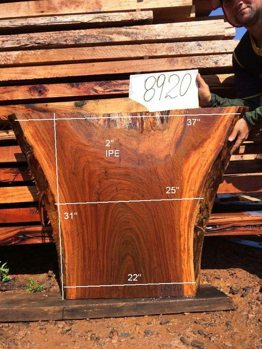 Ipe / Brazilian Walnut #8920 - 2″ x 22″ to 37″ x 31″ FREE SHIPPING within the Contiguous US. freeshipping - Big Wood Slabs