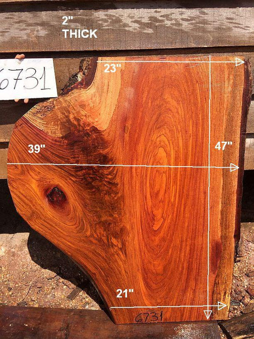 Jatoba / Brazilian Cherry #6731- 2" x 21" to 39" x 47" FREE SHIPPING within the Contiguous US. freeshipping - Big Wood Slabs
