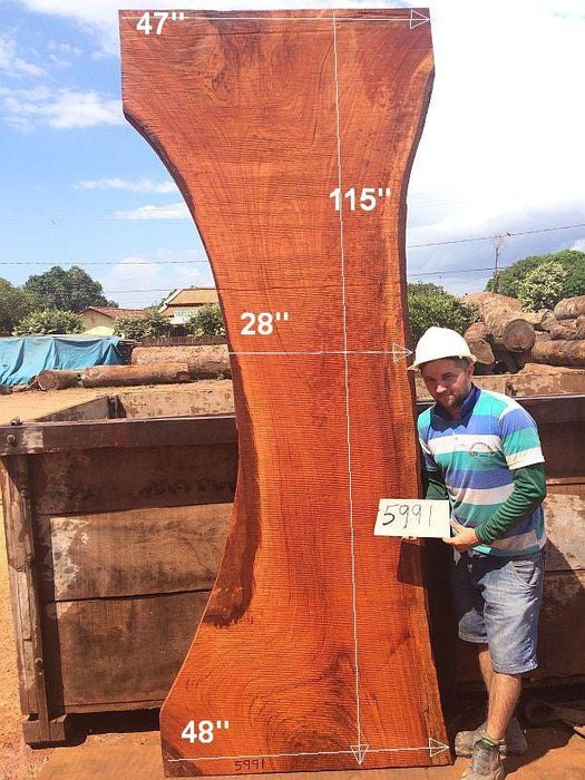 Jatoba / Brazilian Cherry #5991- 2-3/4" x 28" to 47" x 115" FREE SHIPPING within the Contiguous US. freeshipping - Big Wood Slabs