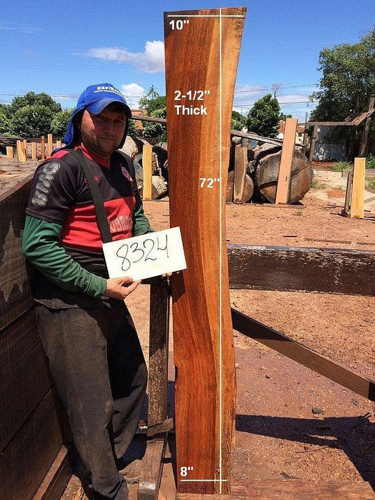 Jatoba / Brazilian Cherry #8324- 2-1/2" x 8" to 10" x 72" FREE SHIPPING within the Contiguous US. freeshipping - Big Wood Slabs