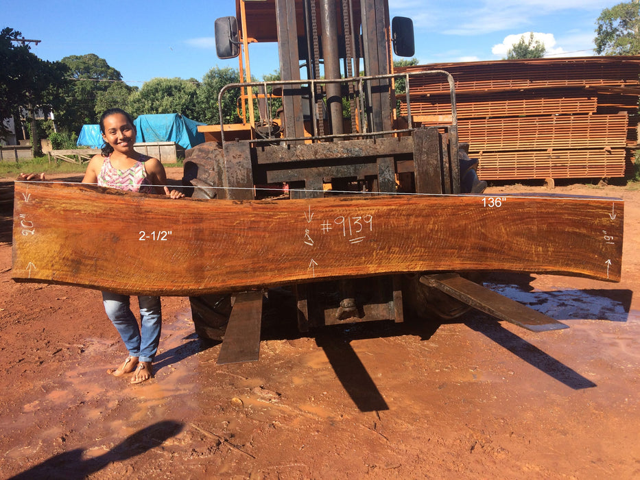 Ipe / Brazilian Walnut #9139- 2-1/2" x 17" to 20" x 136" FREE SHIPPING within the Contiguous US. freeshipping - Big Wood Slabs
