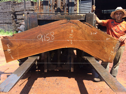 Ipe / Brazilian Walnut #9158 - 2-1/4" x 17" to 21" x 86" FREE SHIPPING within the Contiguous US. freeshipping - Big Wood Slabs