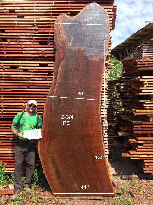 Ipe / Brazilian Walnut #8791- 2-3/4″ x 40″ to 41″ x 135″ FREE SHIPPING within the Contiguous US. freeshipping - Big Wood Slabs