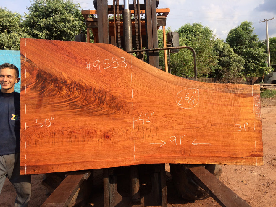 Jatoba / Brazilian Cherry # 9553 – 2-5/8" x 31" to 50" x 91″ FREE SHIPPING within the Contiguous US. freeshipping - Big Wood Slabs