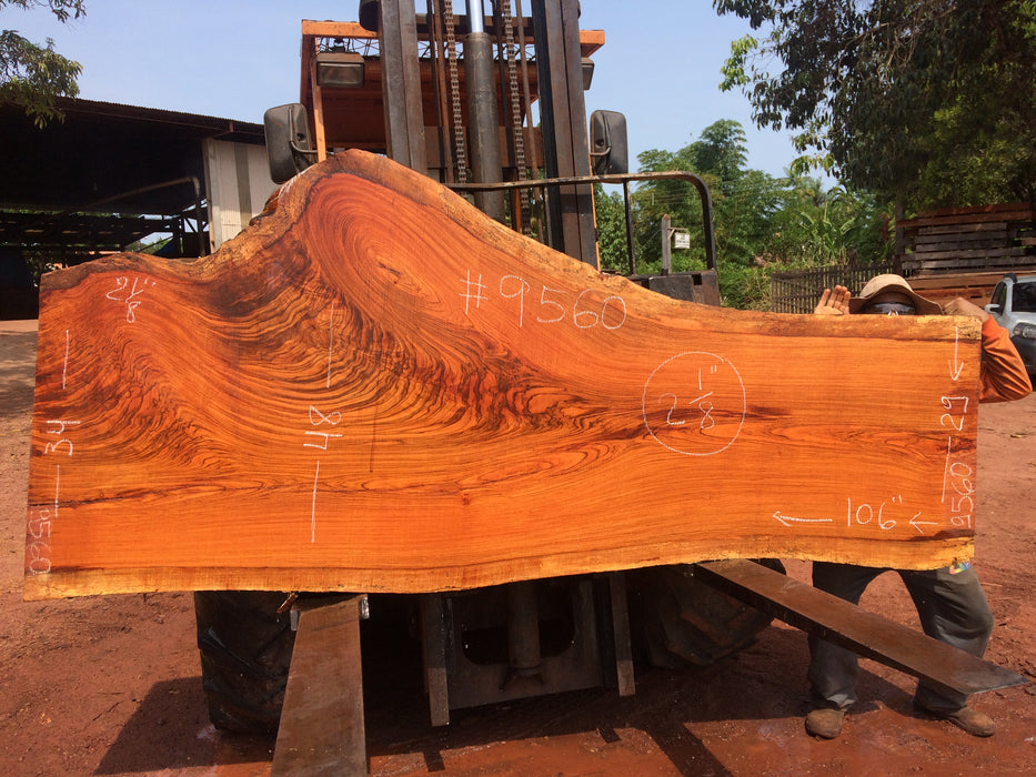 Jatoba-Brazilian Cherry – #9560 - 2-1/8″ x 29″ to 48″ x 106″ FREE SHIPPING within the Contiguous US. freeshipping - Big Wood Slabs