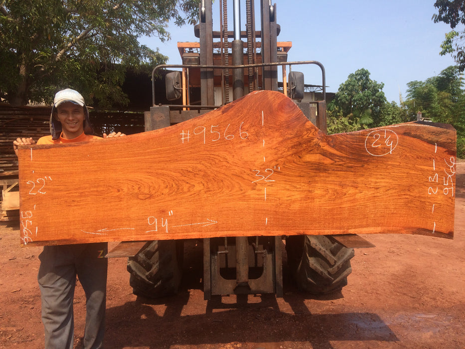 Jatoba-Brazilian Cherry – #9566 - 2-1/4″ x  22″ to 33″ x 94″ FREE SHIPPING within the Contiguous US. freeshipping - Big Wood Slabs