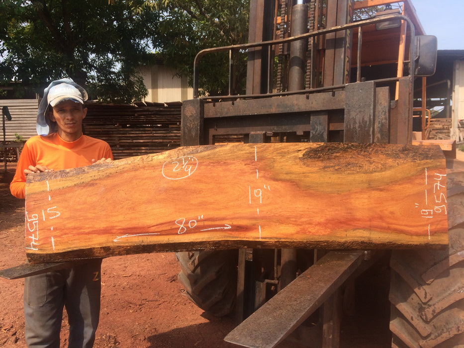 Cumaru / Brazilian Teak #9574 - 2-1/4" X 15" to 19" X 80" FREE SHIPPING within the Contiguous US. freeshipping - Big Wood Slabs