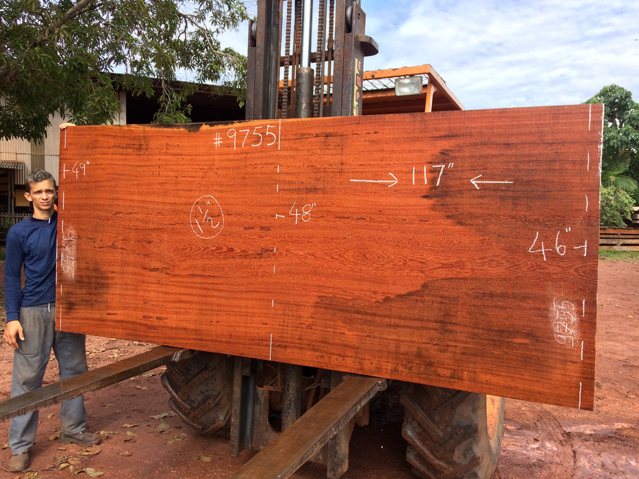 Angelim Pedra # 9755 - 1-1/2" x 46'' to 49"  x 117" FREE SHIPPING within the Contiguous US. freeshipping - Big Wood Slabs