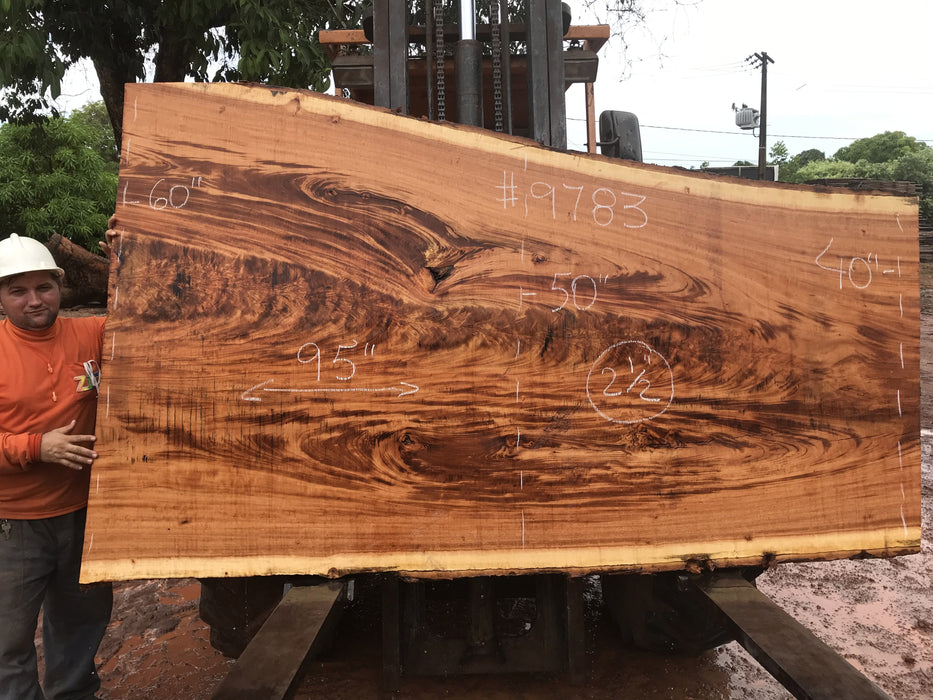 Goncalo Alves / Tigerwood #9783- 2-1/2" x 40" to 60"  x 95" FREE SHIPPING within the Contiguous US. freeshipping - Big Wood Slabs