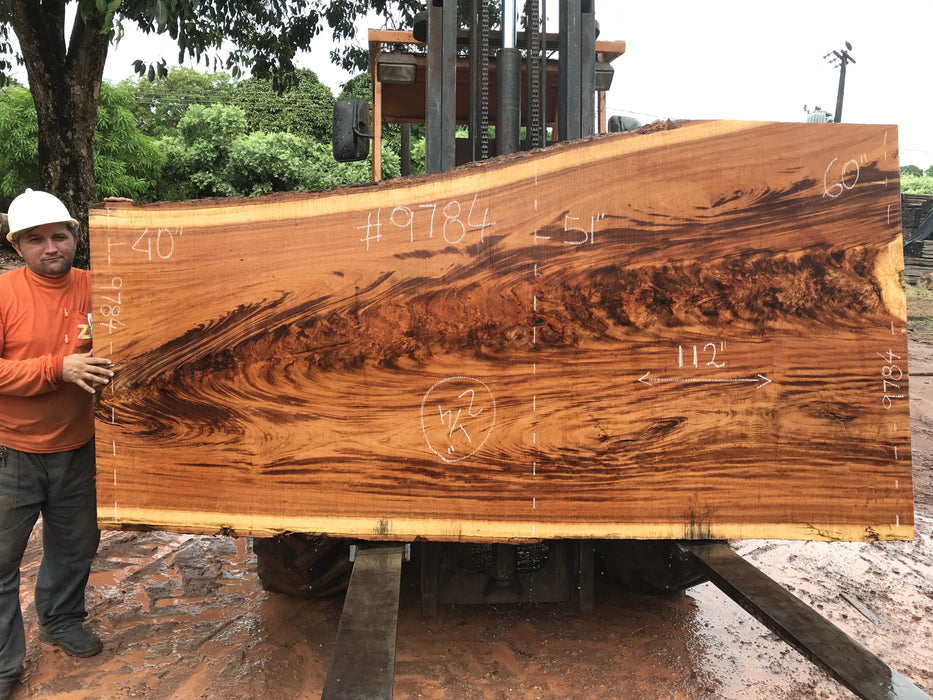 Goncalo Alves / Tigerwood #9784- 2-1/4" x 40"to 60"  x 112" FREE SHIPPING within the Contiguous US. freeshipping - Big Wood Slabs
