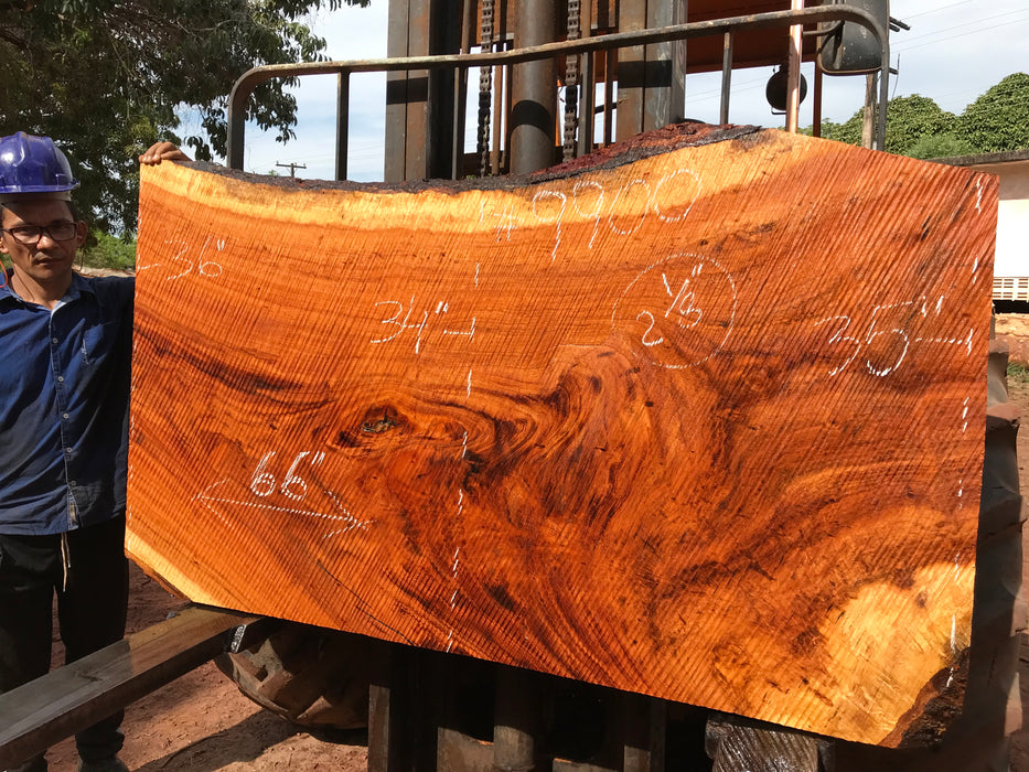 Goncalo Alves / Tigerwood #9900 - 2-1/8" x 34" to 36" x 66" FREE SHIPPING within the Contiguous US. freeshipping - Big Wood Slabs
