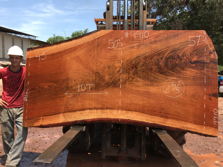 Jatoba-Brazilian Cherry – #9910 - 2-3/8″ x 43″ to 57″ x 107″ FREE SHIPPING within the Contiguous US. freeshipping - Big Wood Slabs