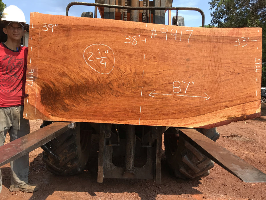 Jatoba-Brazilian Cherry – #9917 - 2-1/4″ x 33″ to 39" x 87" FREE SHIPPING within the Contiguous US. freeshipping - Big Wood Slabs