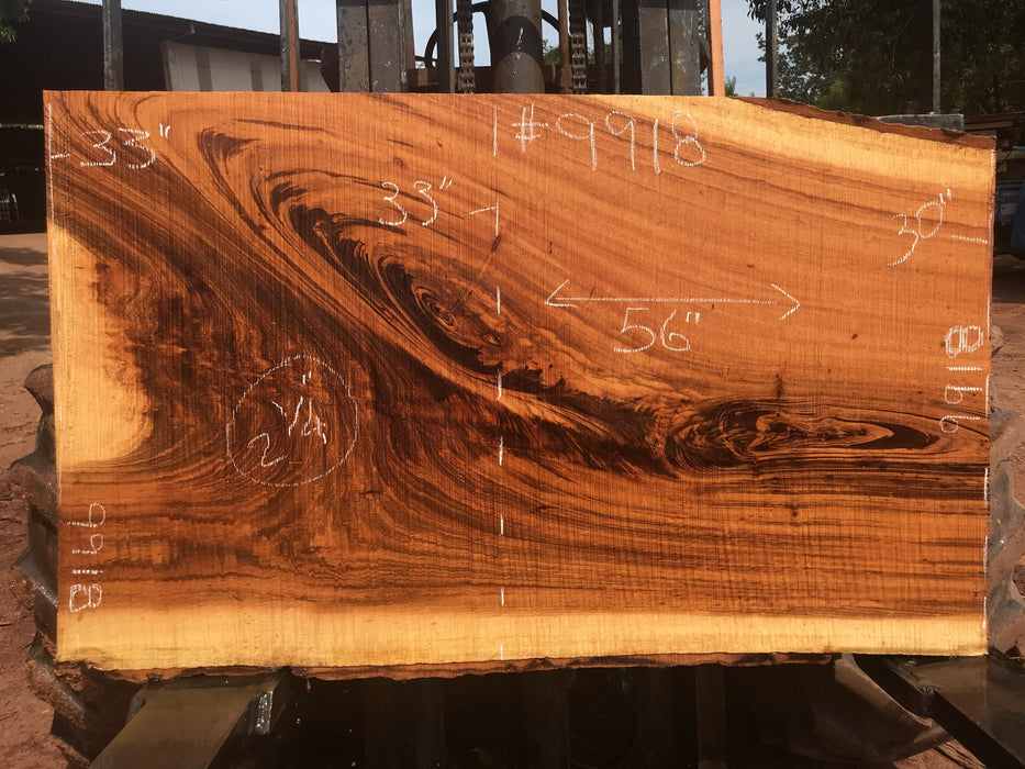 Goncalo Alves / Tigerwood #9918- 2-1/4" x 30" to 33" x 56" FREE SHIPPING within the Contiguous US. freeshipping - Big Wood Slabs