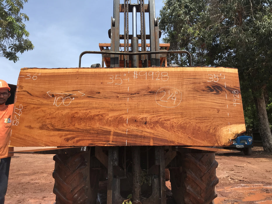 Goncalo Alves / Tigerwood #9928- 2-1/4" x 35" to 36" x 100" FREE SHIPPING within the Contiguous US. freeshipping - Big Wood Slabs