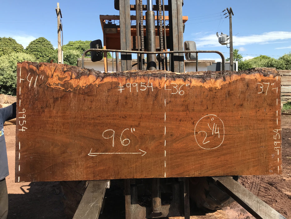 Ipe / Brazilian Walnut #9954 - 2-1/4" x 38" to 41" x 96" FREE SHIPPING within the Contiguous US. freeshipping - Big Wood Slabs